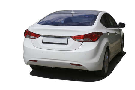 modern graceful white car it is isolatedの写真素材