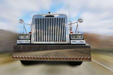 big brilliant truck goes on the highwayの写真素材