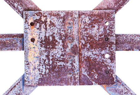 metal plate with bolts on white background