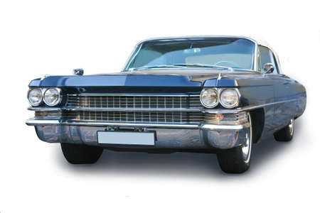 old american car is isolated on white backgroundの写真素材