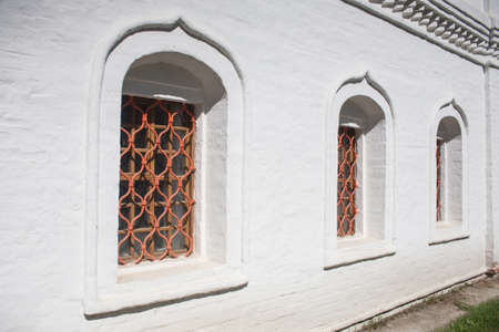 white brick wall of the ancient buildingの写真素材