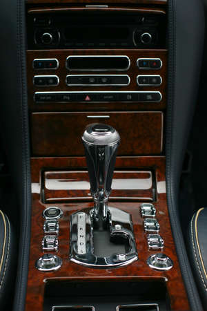 lever of transmission of expensive prestigious carの写真素材