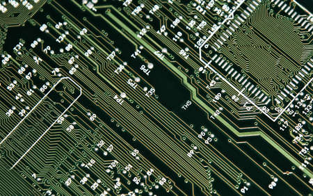 computer green plastic board with lines of contactsの写真素材