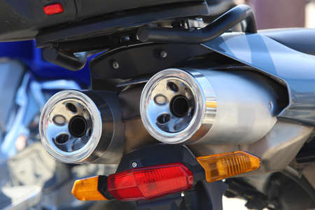 Powerful motorcycle exhaust pipes  closeupの写真素材