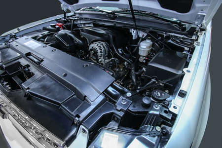 powerful engine of modern car close upの写真素材