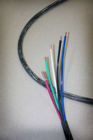 power electric cable with five color wiresの写真素材