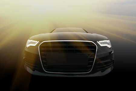 beautiful black powerful sports carの写真素材