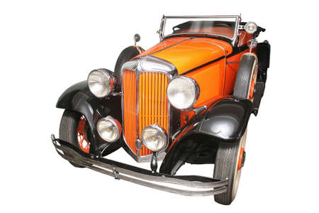 beautiful elegant ancient car  isolated on whiteの写真素材