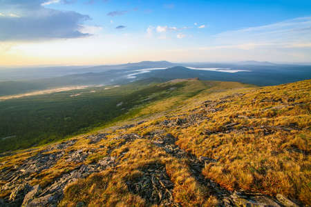 Mount Nurgush top South Ural Russiaの写真素材