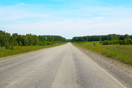 summer  landscape with road and skyの写真素材