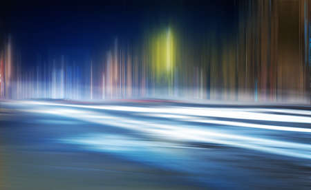 Light trails on a city streetの写真素材
