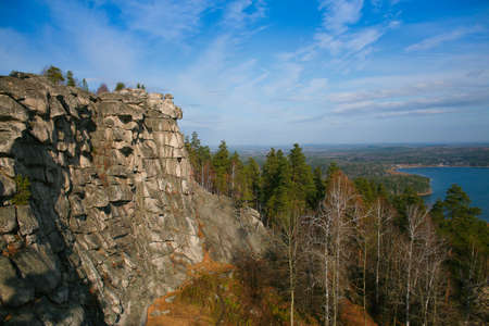 Sheehan Mountain at sunset South Ural Russiaの写真素材