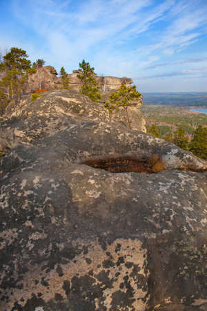 Sheehan Mountain at sunset South Ural Russiaの写真素材