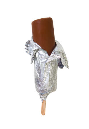 ice cream in chocolate is isolated on white backgroundの写真素材