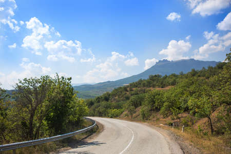 Crimea the twisting highway in the mountain districtの写真素材