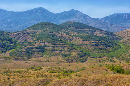 Crimea beautiful mountain landscape with footpathの写真素材