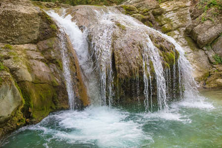 Crimea beautiful falls Dzhur-dzhur in the summerの写真素材
