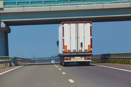 big truck goes on an automobile outcomeの写真素材