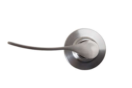 metal door handle isolated on whiteの写真素材