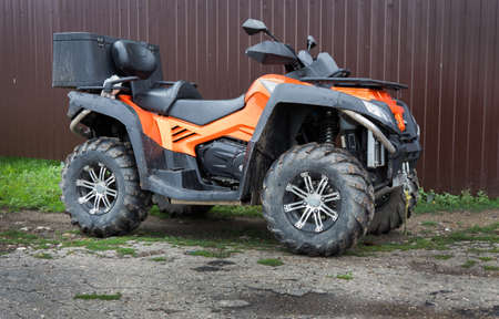 big powerful ATV at fenceの写真素材
