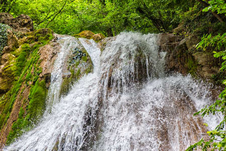 Crimea beautiful falls Dzhur-dzhur in the summerの写真素材