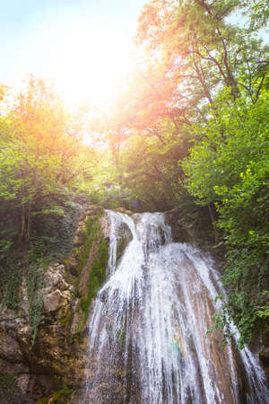 Crimea beautiful falls Dzhur-dzhur in the summerの写真素材
