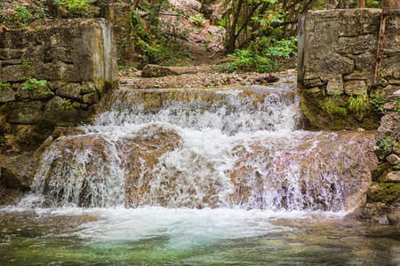 Crimea beautiful falls Dzhur-dzhur in the summerの写真素材