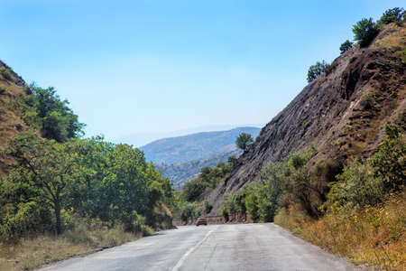 Crimea the twisting highway in the mountain districtの写真素材