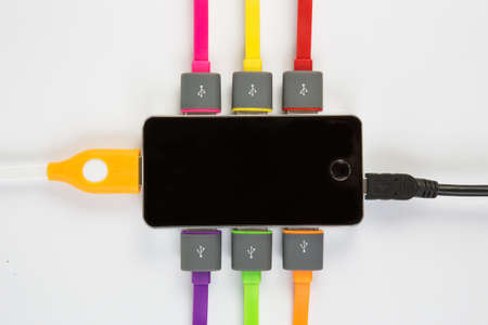 hub with set of the connected color wires