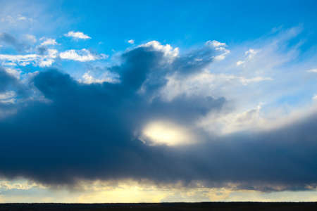 beautiful sunrise over spring fieldの写真素材