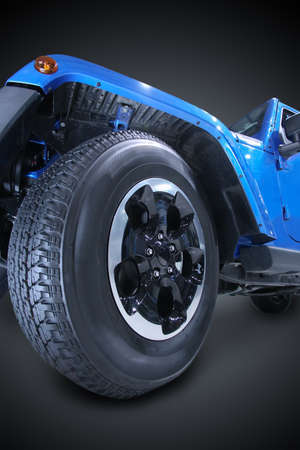 SUV wheel part closeup background