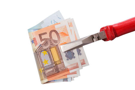 euro banknotes clamped in flat-nose pliers close upの写真素材