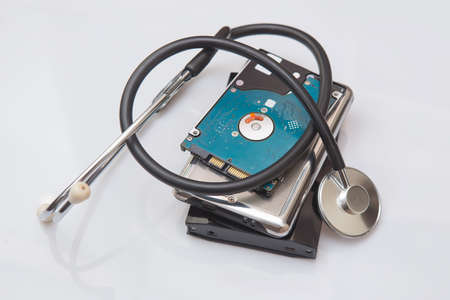 Diagnosis of external hard drive conceptの写真素材