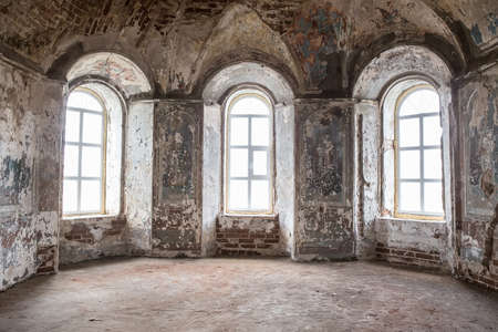 interior of the old destroyed temple Urals Rossiyaの写真素材