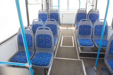 bus interior without people on white backgroundの写真素材