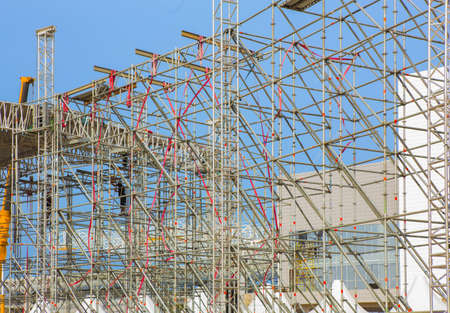 frame building construction from metal pipesの写真素材