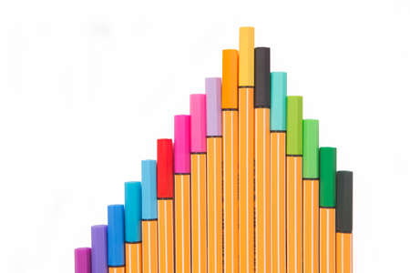 multicolor markers isolated on white backgroundの写真素材