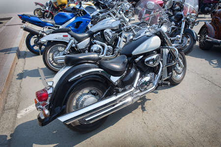 powerful motorcycles on parkingの写真素材