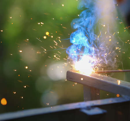 electric welding metal construction closeupの写真素材