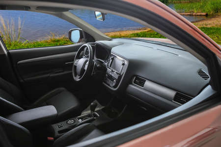 Interior cars on the lake in the summerの写真素材
