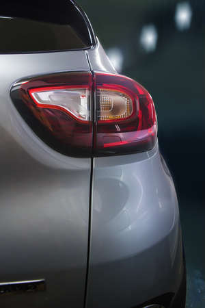 Car Rear night road street lights closeupの写真素材