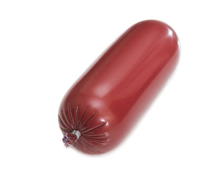 loaf of sausage on a white background isolatedの写真素材