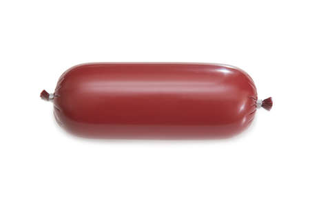 Loaf of sausage on a white background isolatedの写真素材
