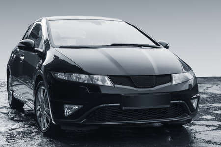 Modern black auto outside close-upの写真素材