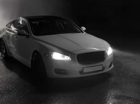 modern cars go on the night cityのeditorial素材