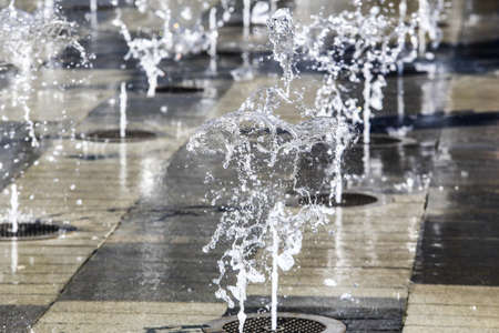 water jet fountain close-upの写真素材