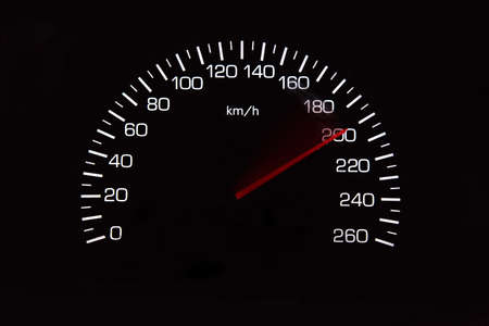 200 Kilometers per hour,light with car mileage with black background,number of speed,Odometer of car