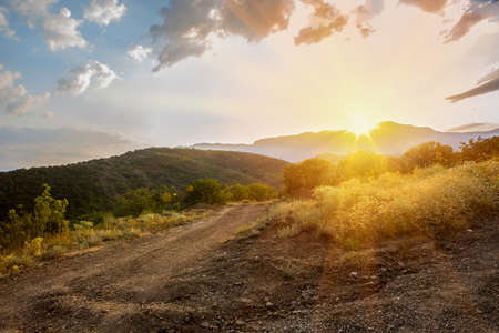beautiful scenery sunrise in the highlandsの写真素材