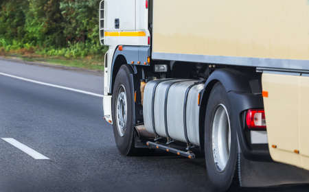 Big truck on the highway close-up