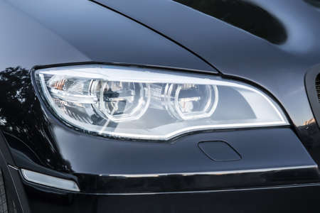 headlight of  modern prestigious car close up